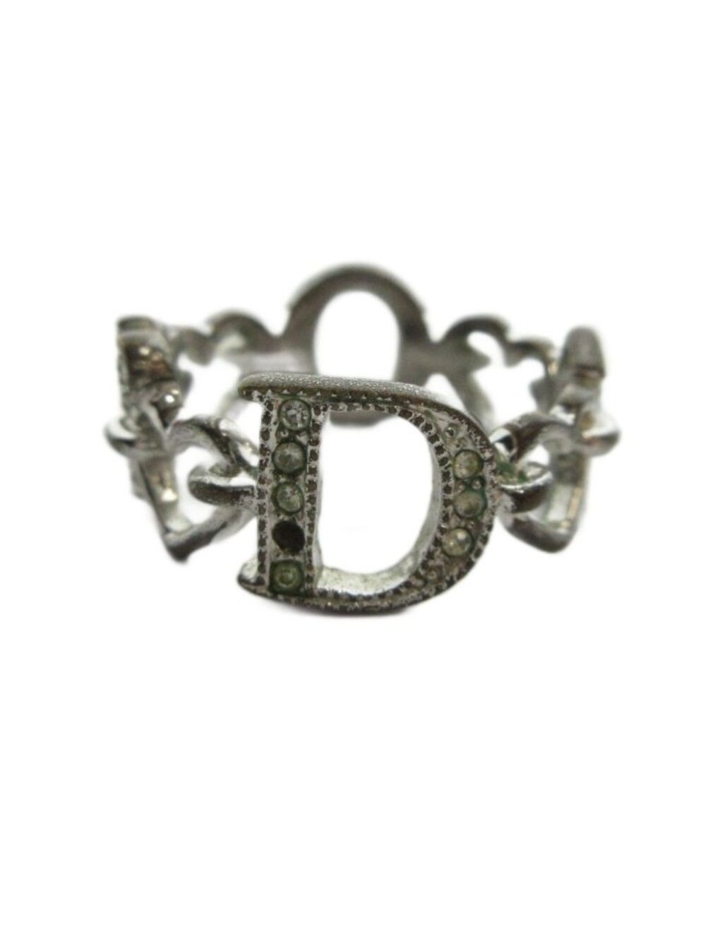 Dior Ring Logo Rhinestone Silver - Picture 2 of 8